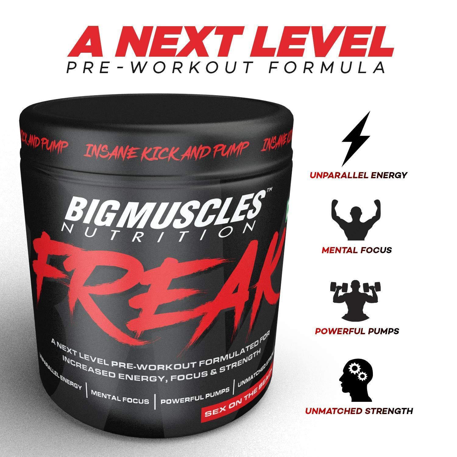 BM Freak Pre-Workout – Intense Energy & Focus Formula, 30 Servings, Sex On The Beach Flavour