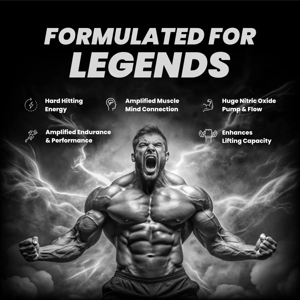 BM Karnage Black Pre-Workout – Hardcore Energy, Focus & Pump Formula, 30 Servings