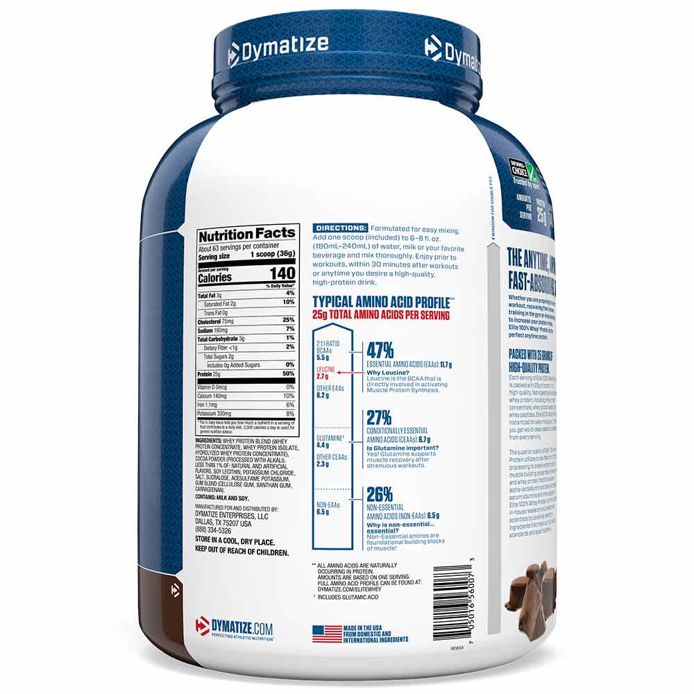 Dymatize Elite 100% Whey Protein, 2.27 kg (5 lb), Rich Chocolate