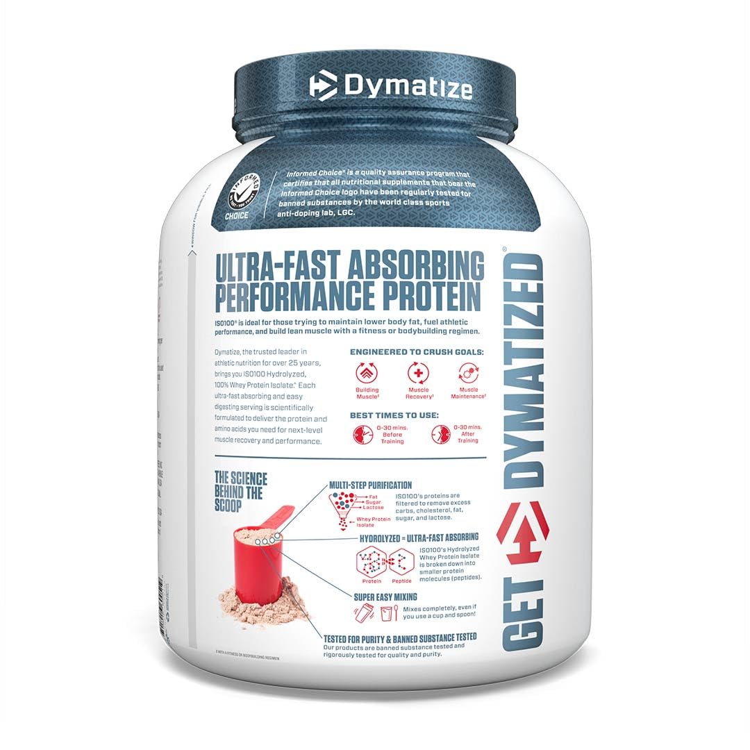 Dymatize ISO100 Whey Protein Powder Isolate, 5lbs, Gourmet Chocolate