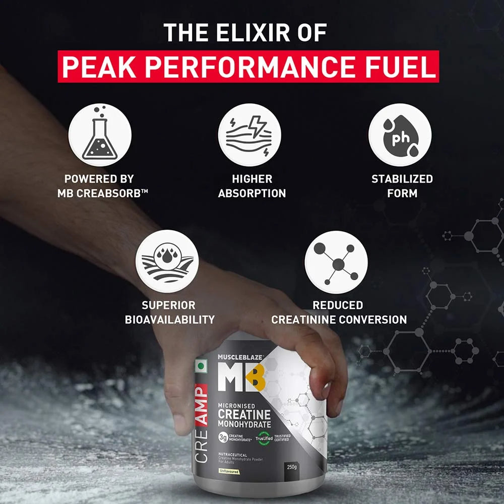 MuscleBlaze Creatine Monohydrate CreAMP, 250 g