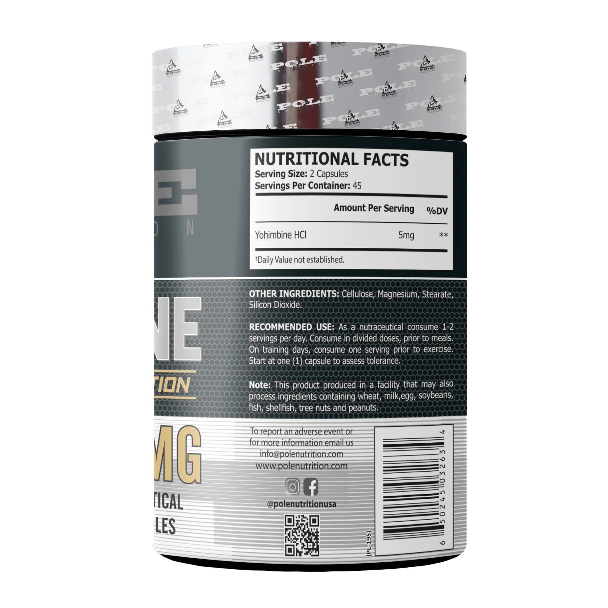 POLE YOHIMBINE – Advanced Fat Burner with Yohimbine HCL for Energy & Definition, 90 servings