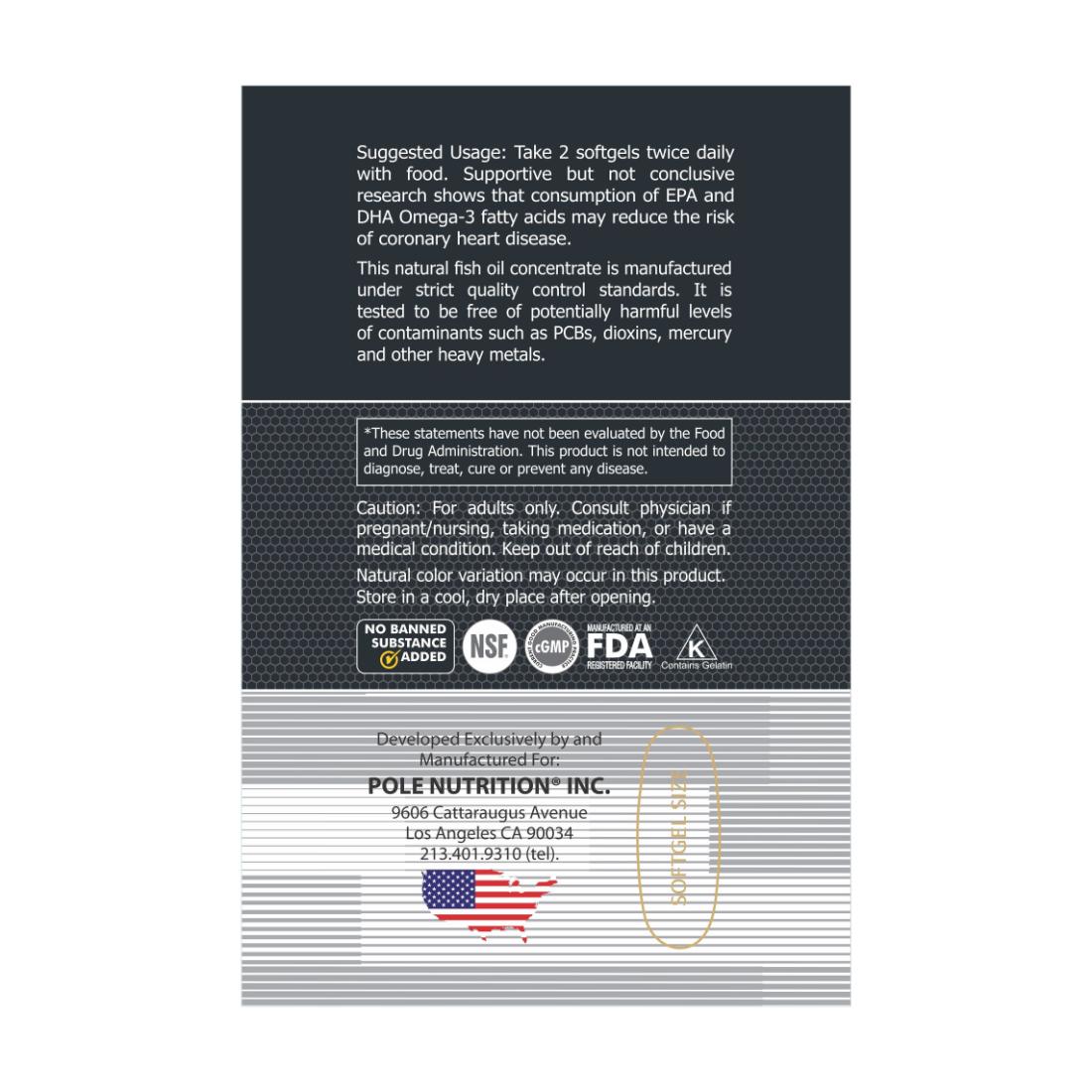 Pole Nutrition Omega 3 Fish Oil 1000Mg, 120 servings