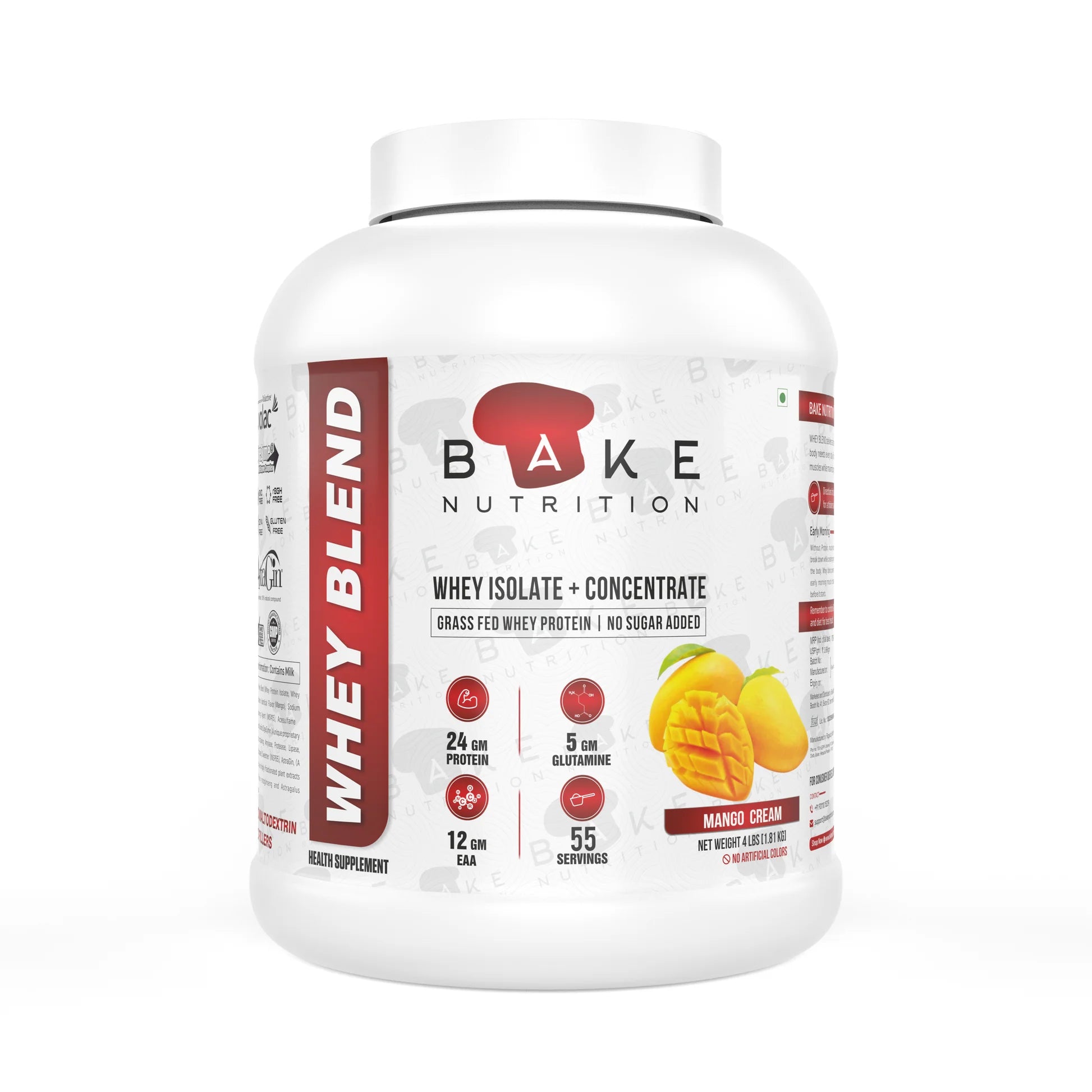 Bake Nutrition Whey Blend, Whey Isolate & Whey Concentrate, 4lbs (1.81 kg)