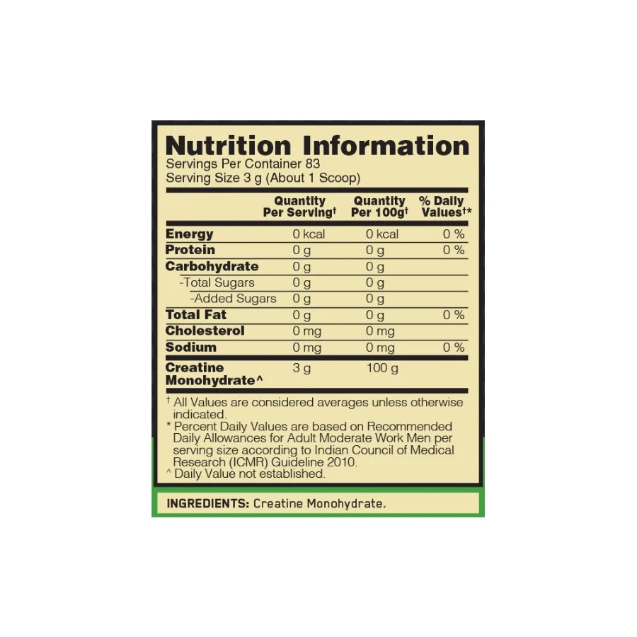 Optimum Nutrition (ON) Micronized Creatine Monohydrate Powder - 250 gm