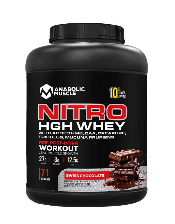 Anabolic Muscle Nitro HGH Whey Protein, 5.5lbs (2.5kg), Swiss Chocolate