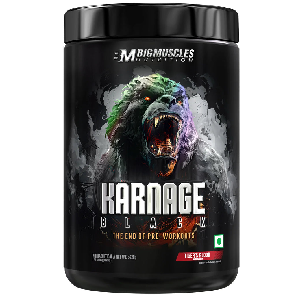 BM Karnage Black Pre-Workout – Hardcore Energy, Focus & Pump Formula, 30 Servings