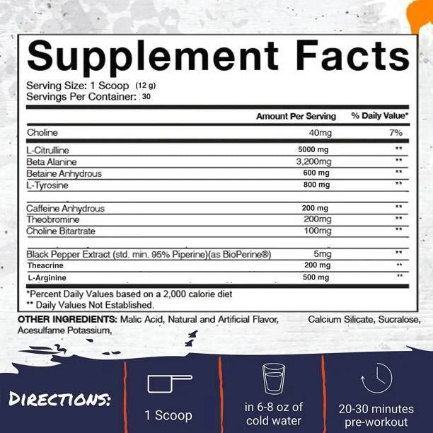 Gaspari Superpump Aggression Pre-Workout - 358.34 gm (0.79 Lb), Mayhem Mango