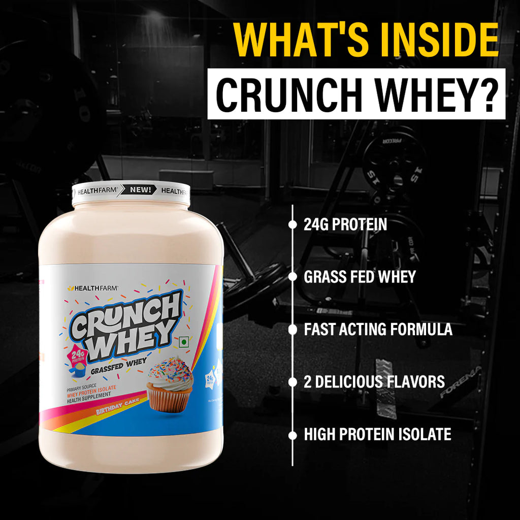 Healthfarm Crunch Whey | Grassfed Whey Protein | Birthday Cake