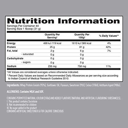 Optimum Nutrition Isopure Whey Protein Isolate Powder, 2kg, Dutch Chocolate