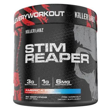 KILLER LABZ STIM REAPER Black High Stimulant Pre-Workout Powder, Extreme Energy & Focus, 30 Servings