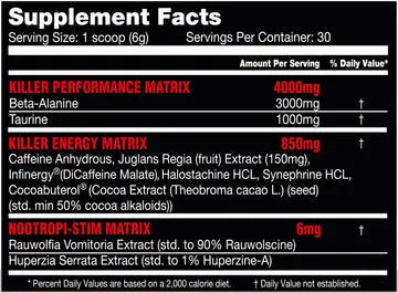 KILLER LABZ STIM REAPER Black High Stimulant Pre-Workout Powder, Extreme Energy & Focus, 30 Servings