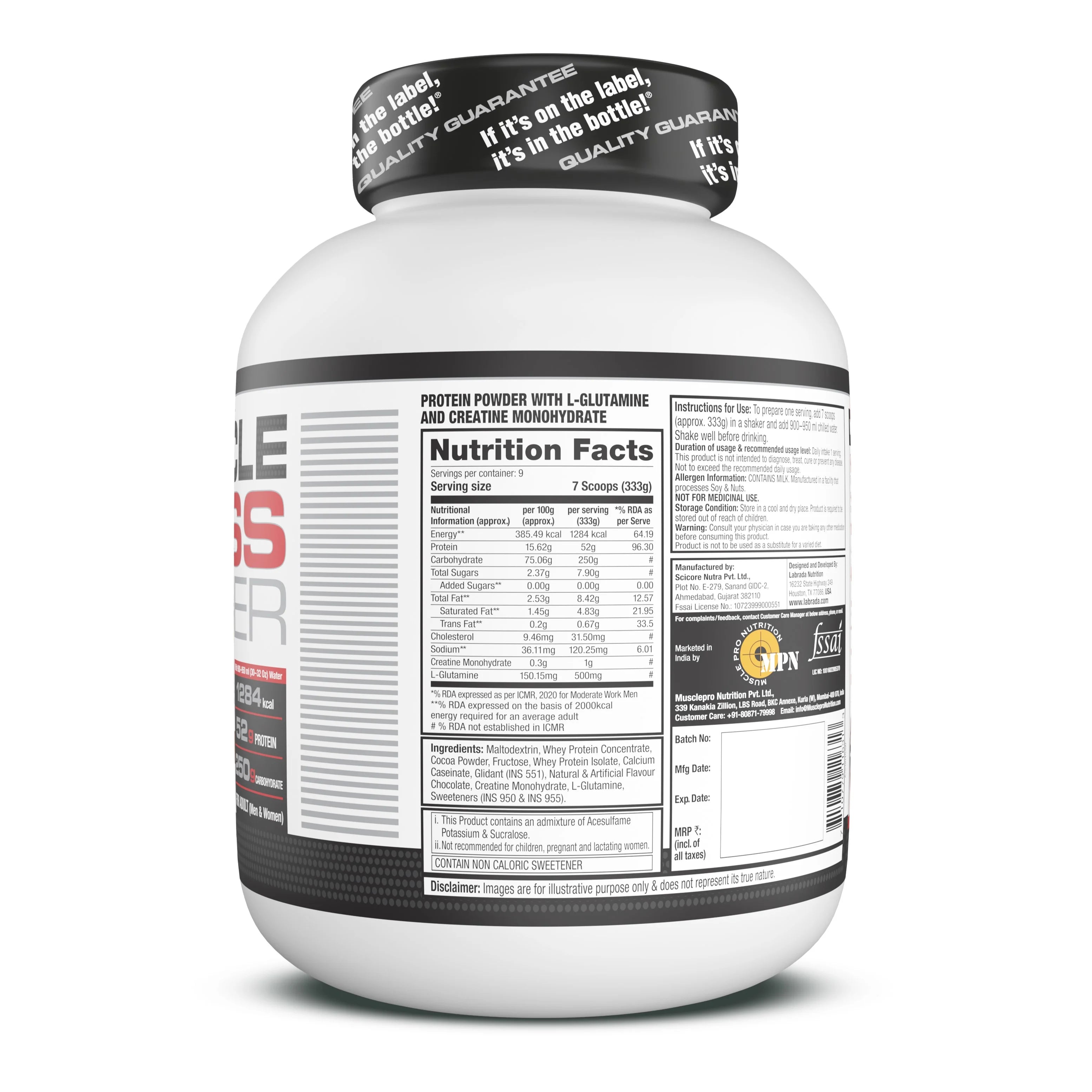 Labrada Muscle Mass Gainer - 3 Kg (6.6 Lb), Chocolate