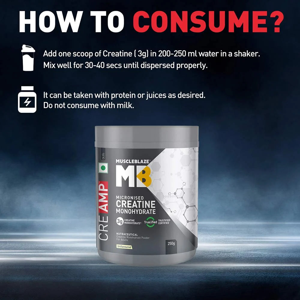 MuscleBlaze Creatine Monohydrate CreAMP, 250 g