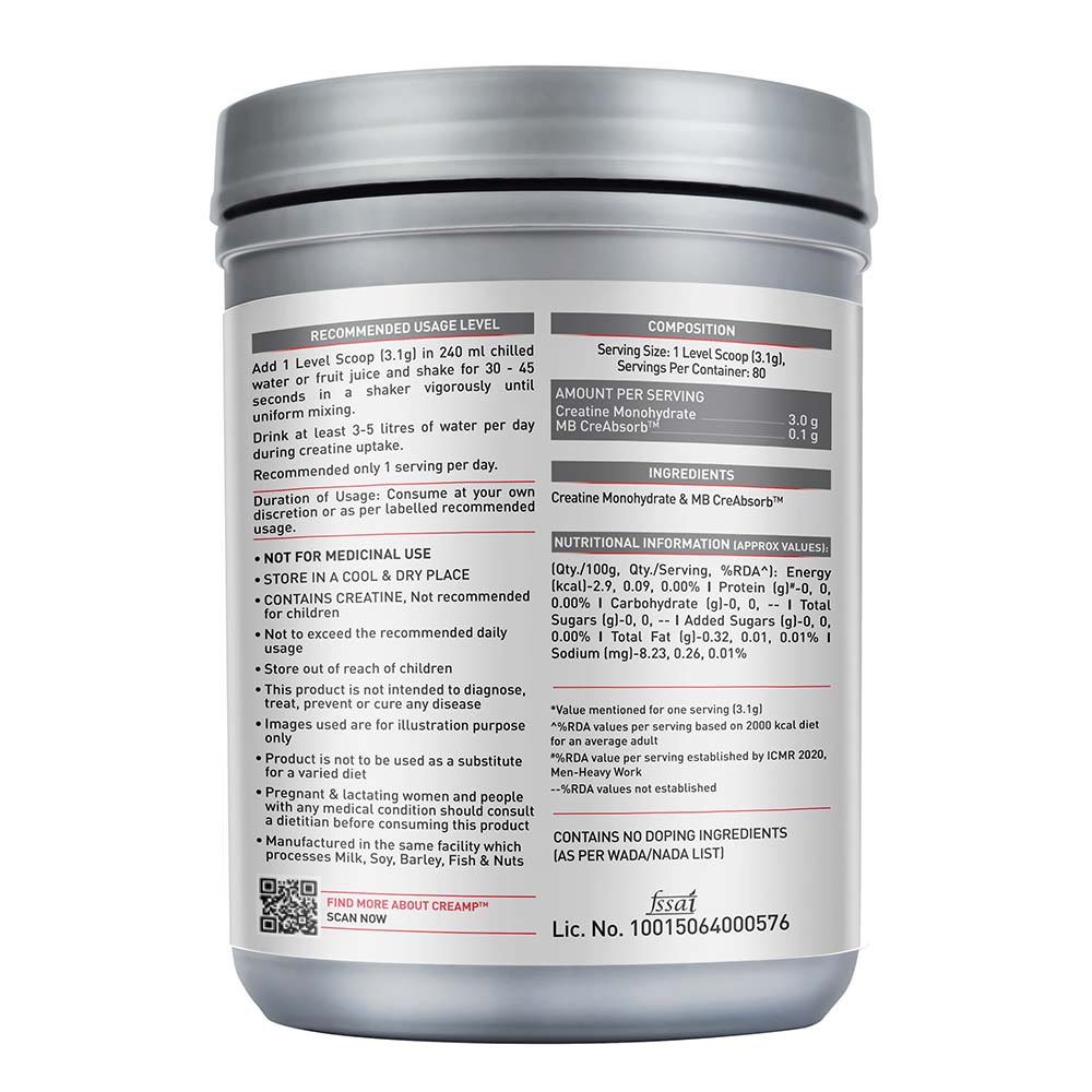 MuscleBlaze Creatine Monohydrate CreAMP, 250 g