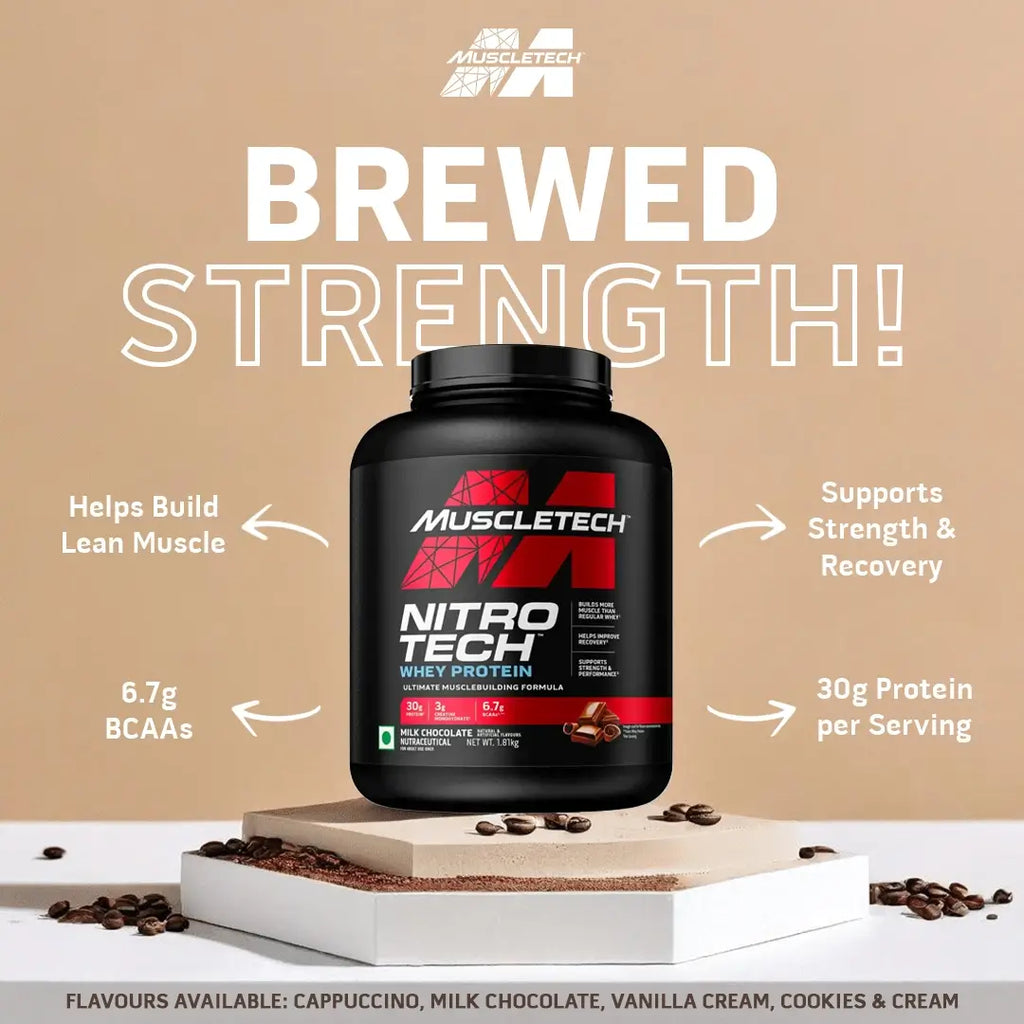 Muscletech™ Nitro-Tech™ Whey Protein Protein Powder, Whey Protein, 1.81kg, Milk Chocolate