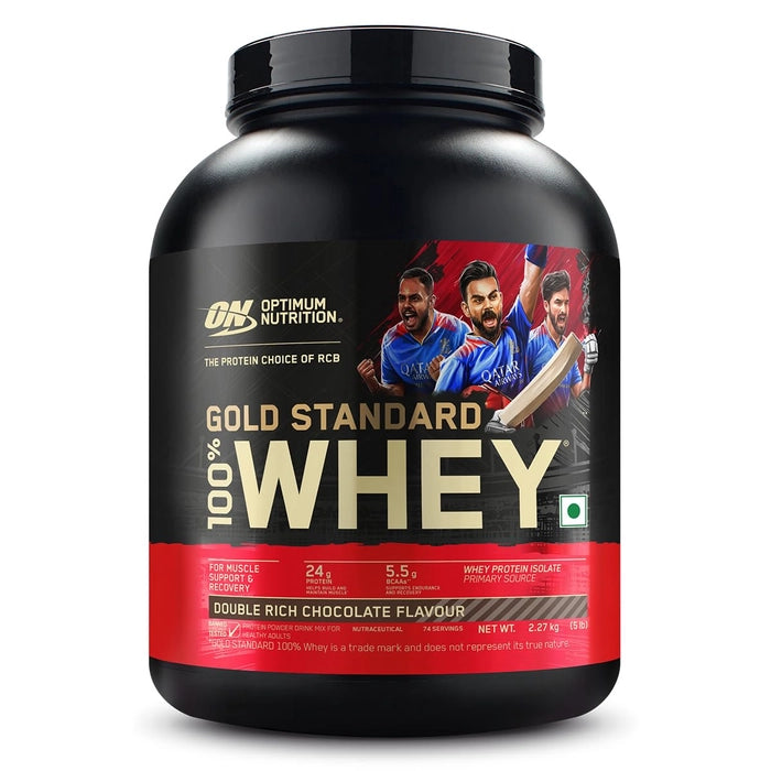 Optimum Nutrition (ON) Gold Standard 100% Whey Protein Powder, 5lbs (2.27kg), Double Rich Chocolate