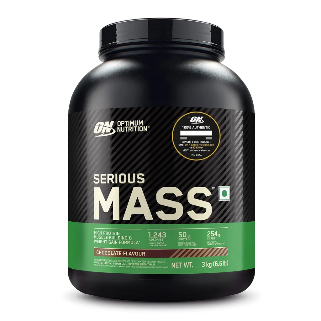 Optimum Nutrition (ON) Serious Mass Weight Gainer Powder (Vegetarian) - 3 Kg (6.6 Lb), Chocolate