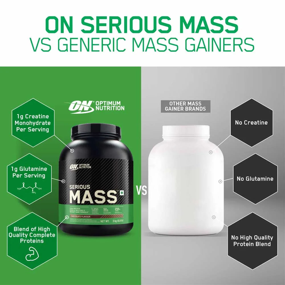 Optimum Nutrition (ON) Serious Mass Weight Gainer Powder (Vegetarian) - 5 Kg (11 Lb), Chocolate