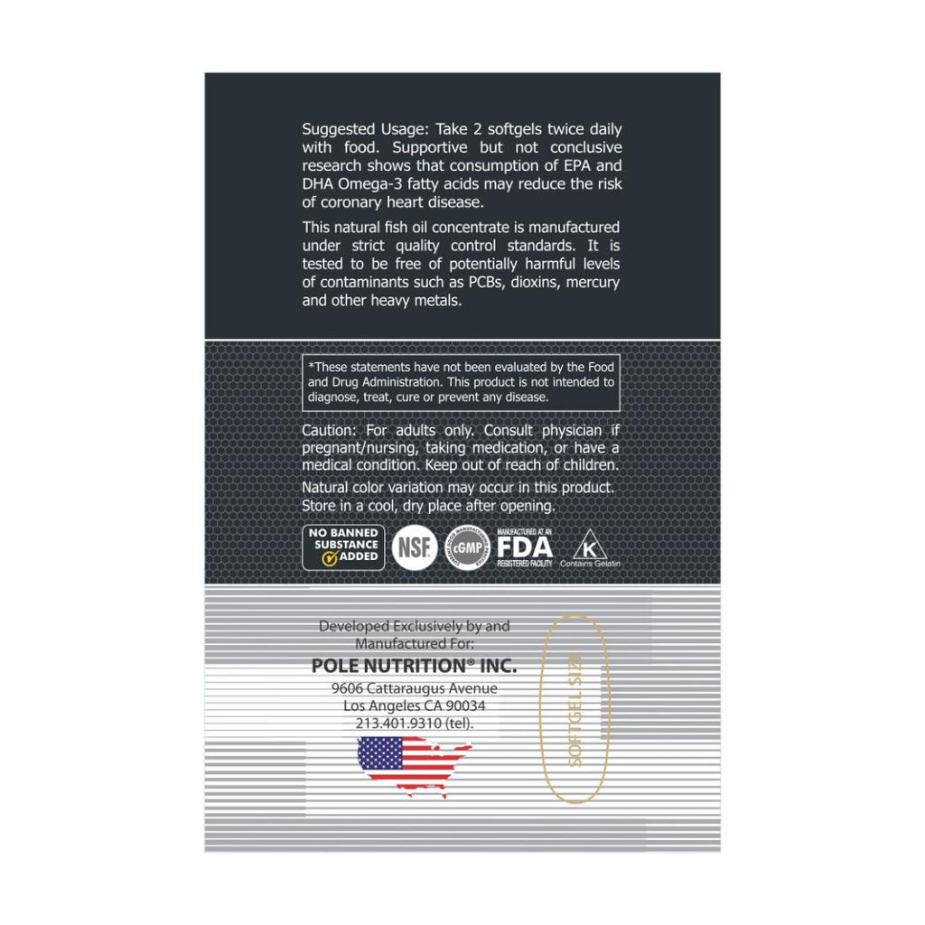 Pole Nutrition Omega 3 Fish Oil 1000Mg, 120 servings