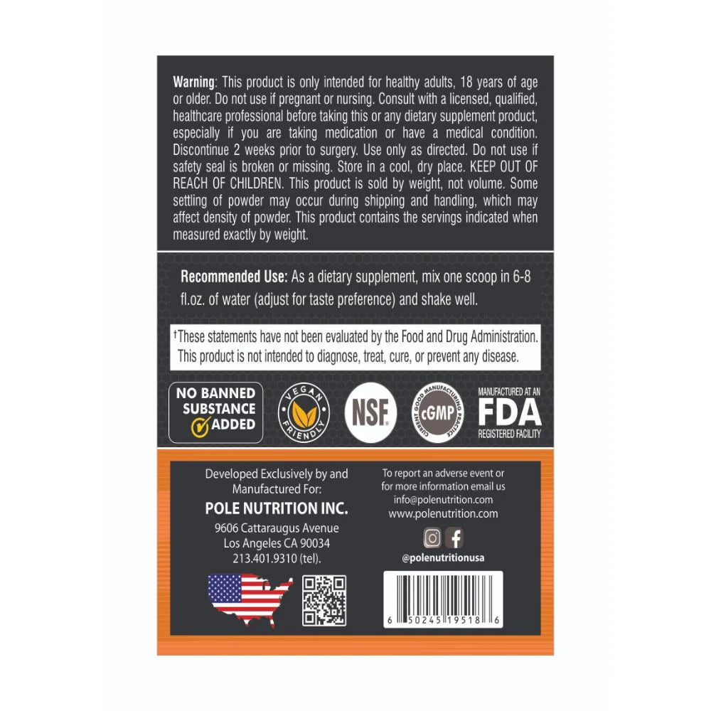 Pole Nutrition Teazer Pre-Workout - 272.16 gm (0.6 Lb), Tropical Orange