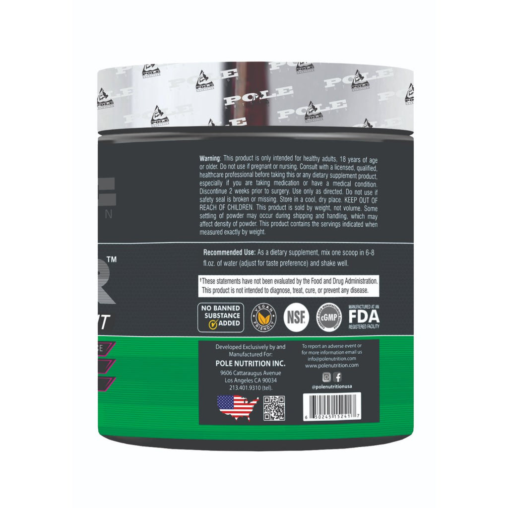 Pole Nutrition Teazer Pre-Workout - 272.16 gm (0.6 Lb), Green Apple