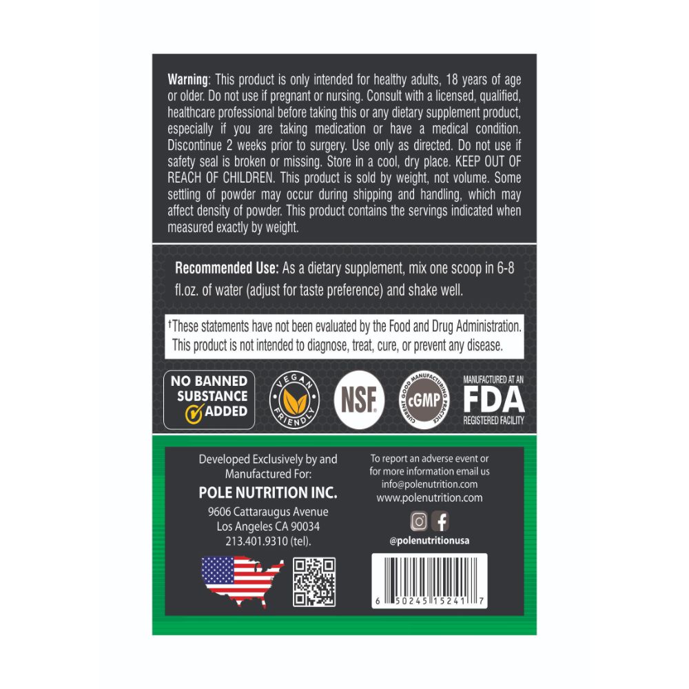 Pole Nutrition Teazer Pre-Workout - 272.16 gm (0.6 Lb), Green Apple