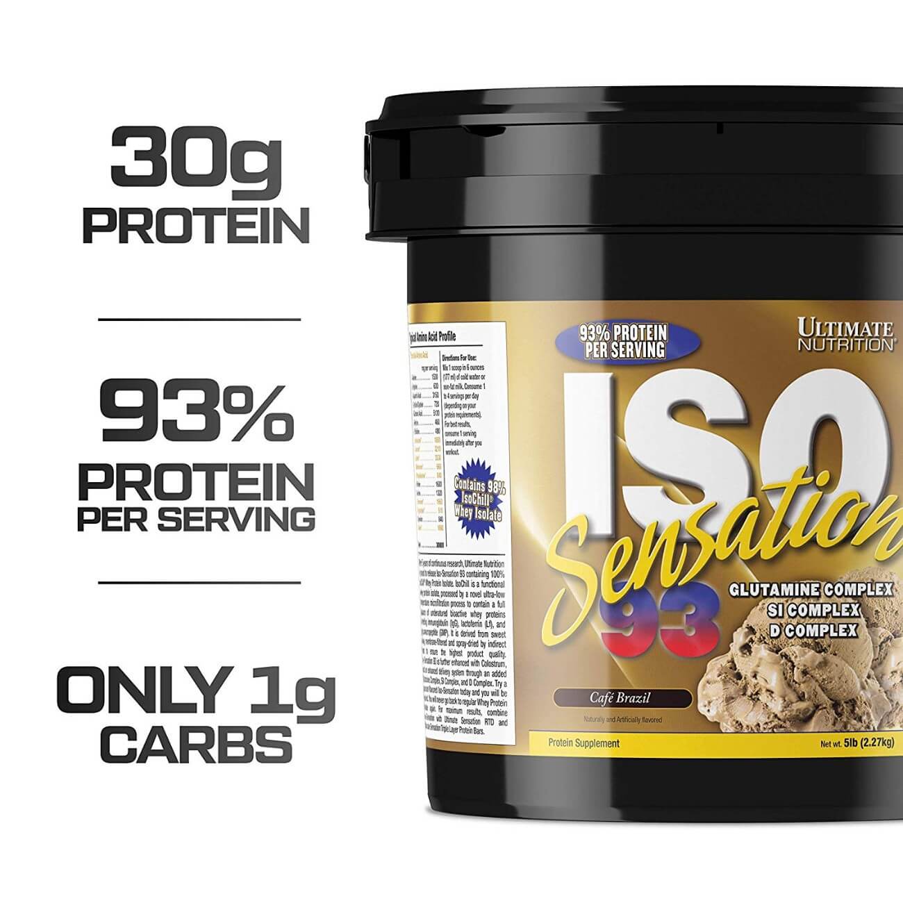 Ultimate Nutrition ISO Sensation 93, 2.26 Kg (5 Lb), Cafe Brazil