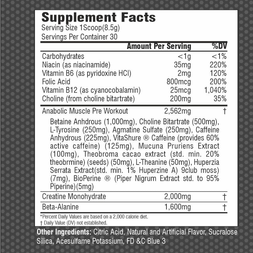 Anabolic Muscle Pre Workout, 30 servings