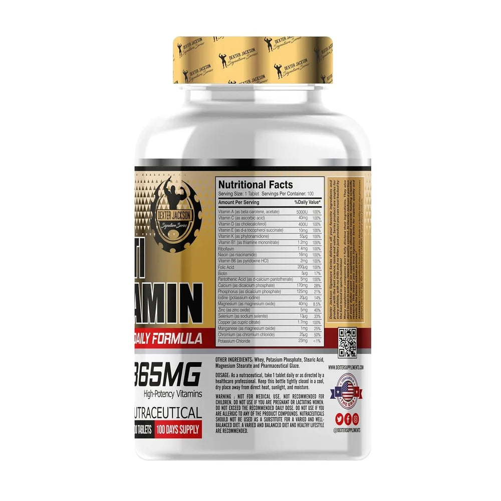Dexter Jackson Multivitamin High Potency Vitamins 100 Tablets 865mg