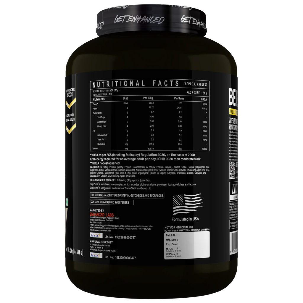 Enhanced Premium Whey Protein, 2kg (4.4 lbs)