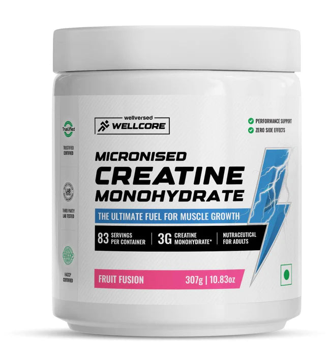 Wellcore – Micronised Creatine Monohydrate (307gm, 83 Servings), Fruit Fusion