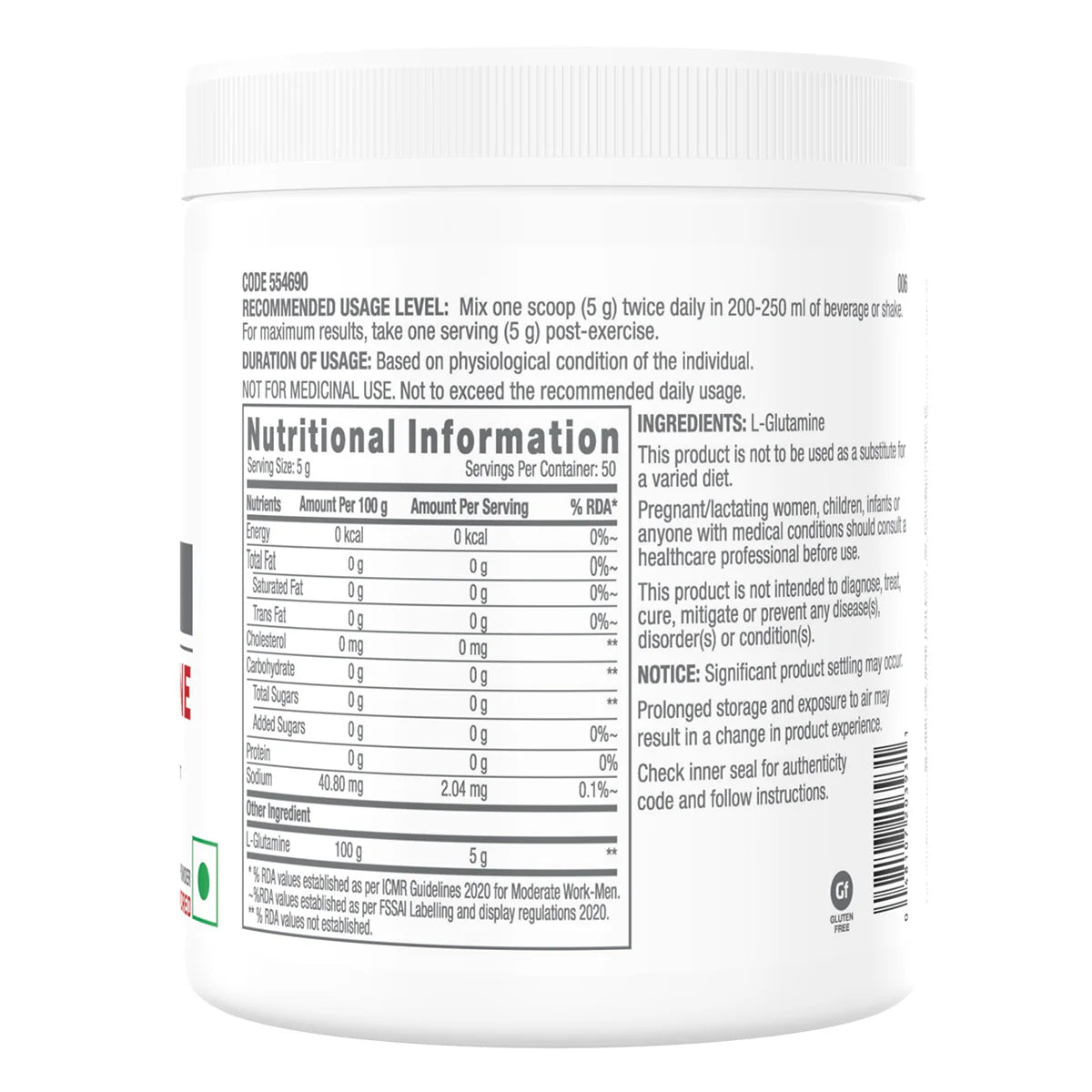 GNC L-Glutamine Powder