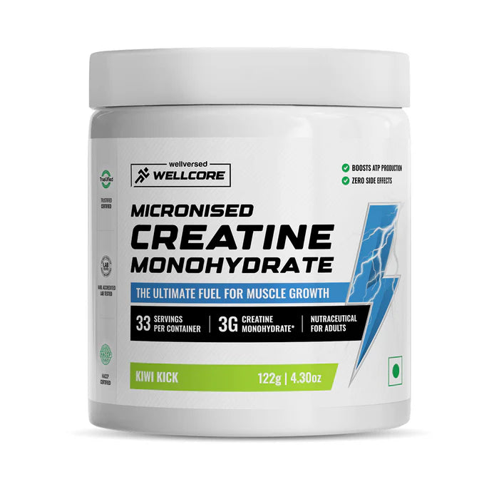 Wellversed (Wellcore) - Micronised Creatine Monohydrate - 100 gm (0.22 Lb), Kiwi Kick