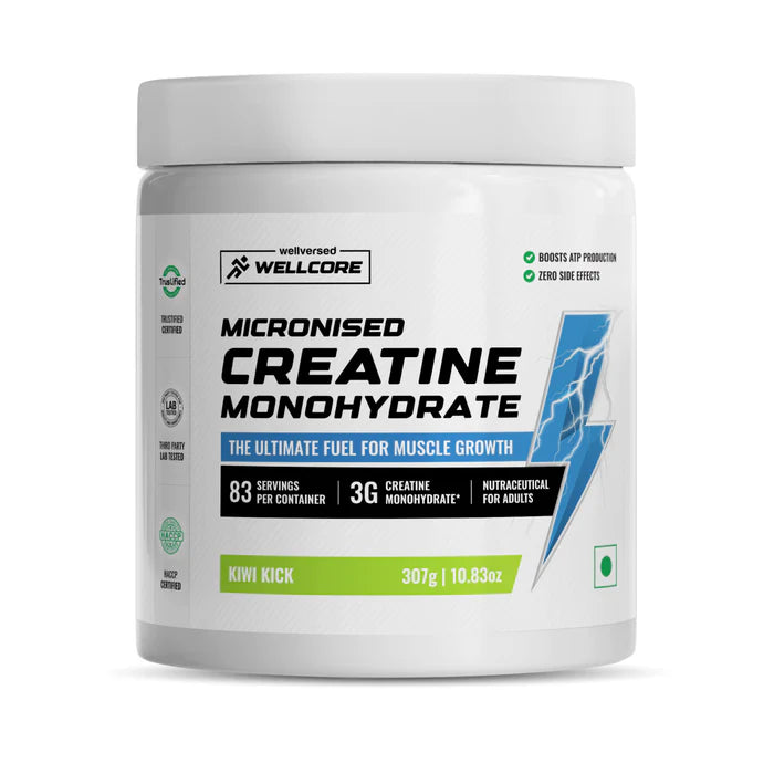 Wellcore – Micronised Creatine Monohydrate (307gm, 83 Servings), Kiwi Kick