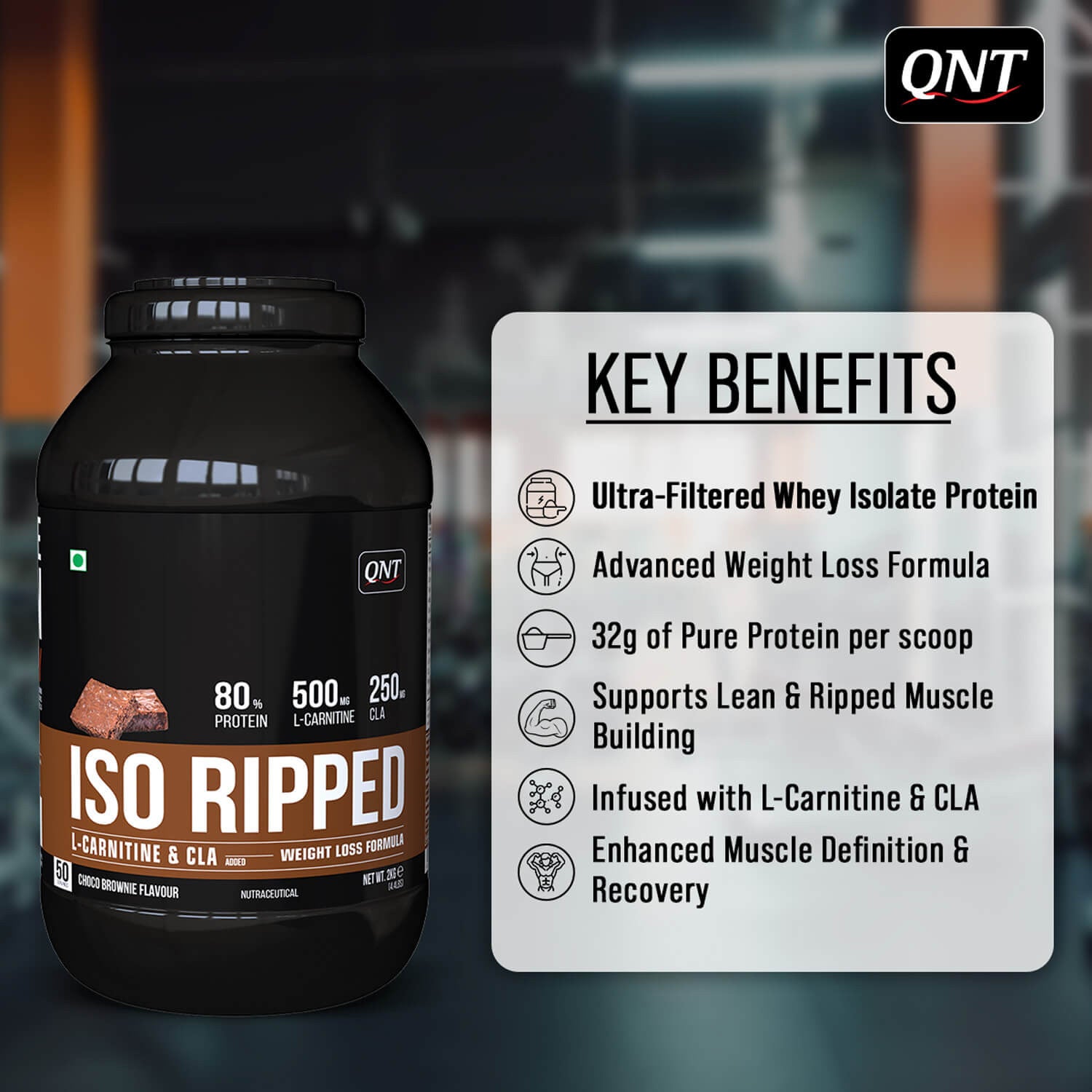 QNT ISO Ripped Whey Protein Isolate Powder, 2kg, Cafe Bevarabia