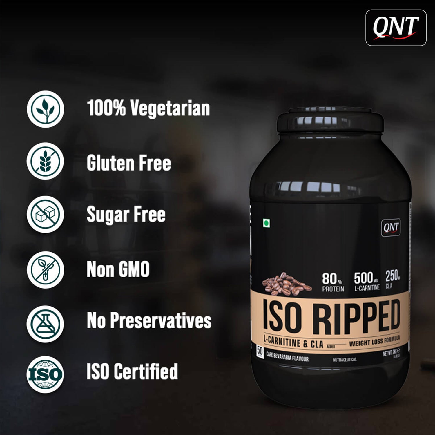 QNT ISO Ripped Whey Protein Isolate Powder, 2kg, Cafe Bevarabia