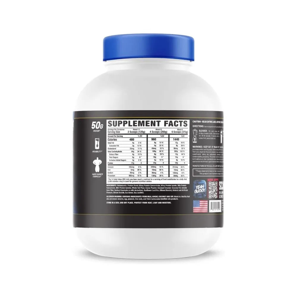 Ronnie Coleman Signature Series King Mass XL Protein Powder, Weight and Muscle Gainer, 60g Protein, 180g Carbohydrates, 1,000+ Calories Per Serving, Creatine and Glutamine (15lb, Cookies and Cream)