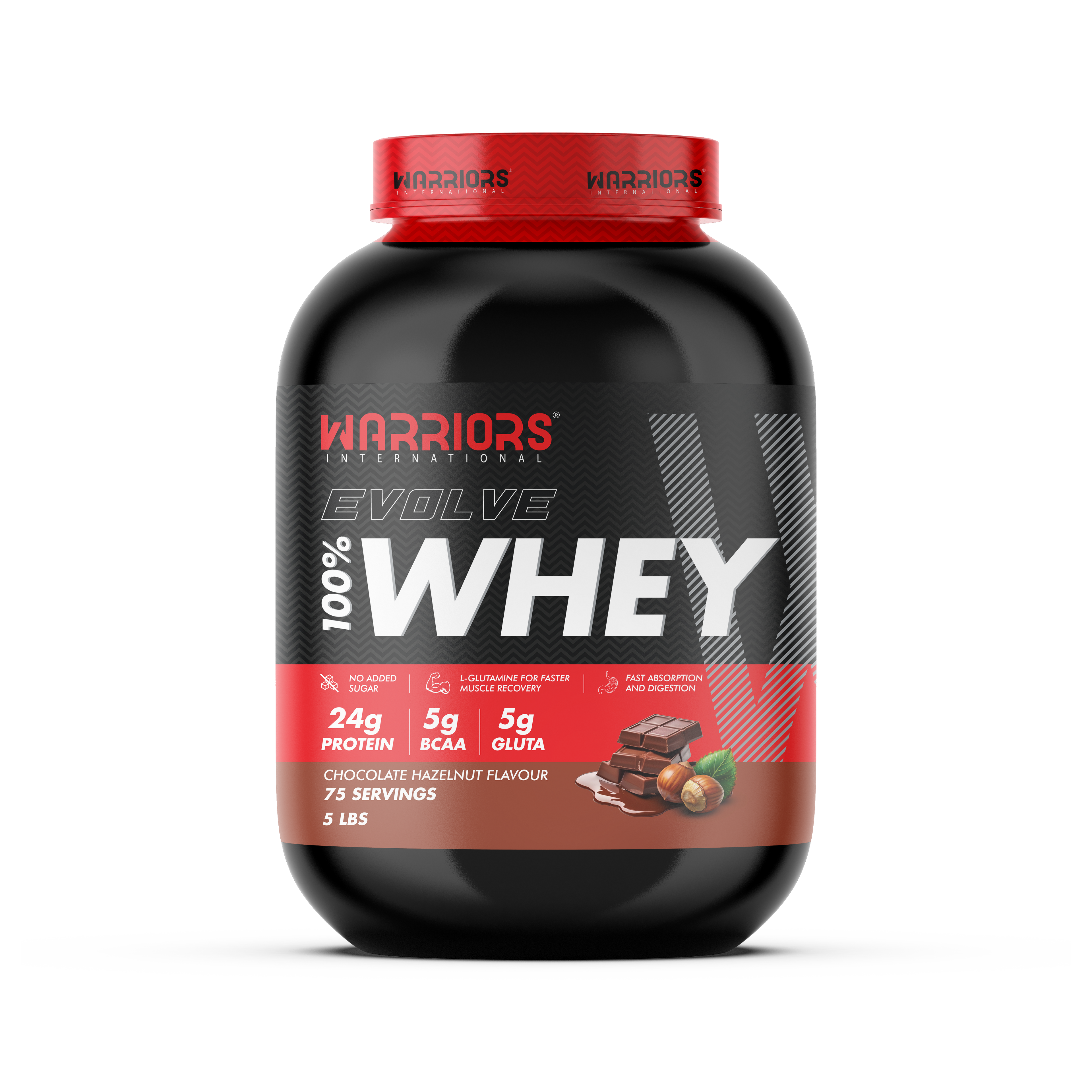 Warriors International Evolve 100% Whey Protein, 5lbs, Chocolate Hazelnut