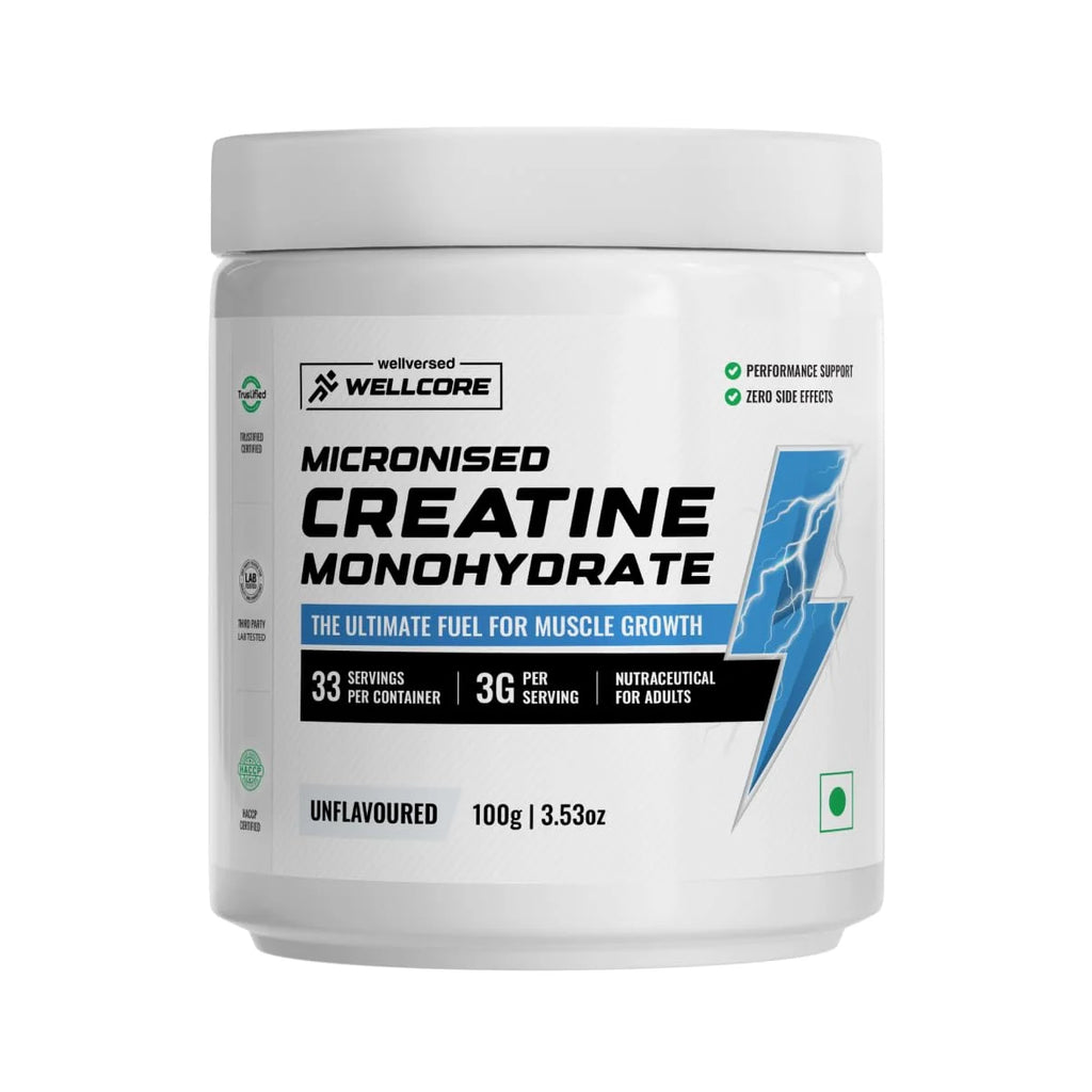 Wellversed (Wellcore) - Micronised Creatine Monohydrate - 100 gm (0.22 Lb), Unflavoured