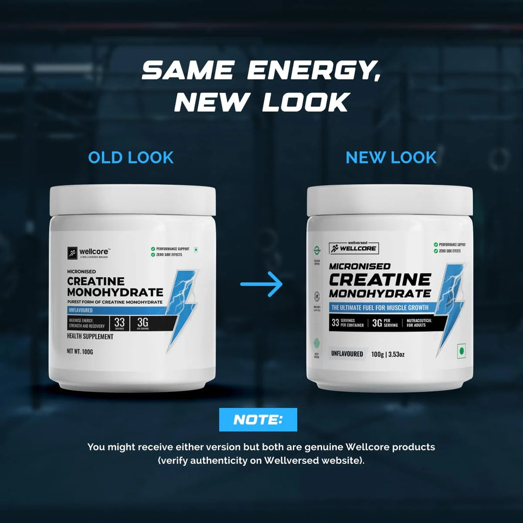 Wellversed (Wellcore) - Micronised Creatine Monohydrate - 100 gm (0.22 Lb), Unflavoured