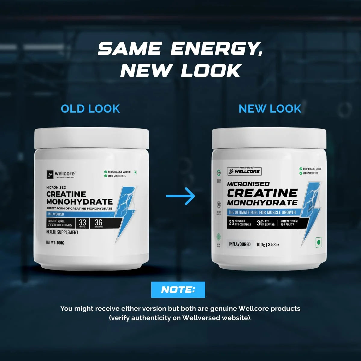 Wellversed (Wellcore) - Micronised Creatine Monohydrate - 100 gm (0.22 Lb), Unflavoured