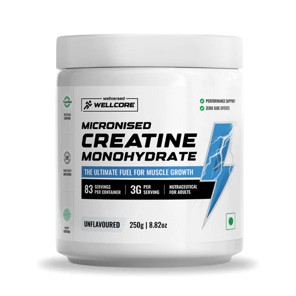 Wellcore – Micronised Creatine Monohydrate (250g, 83 Servings) | 100% Pure Creatine